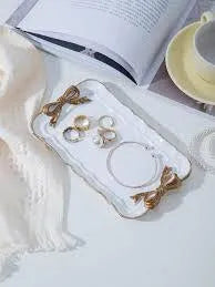 DIY Design Decorative Tray handmade captivating jewelry plate/ring dish adorned with a dainty bow