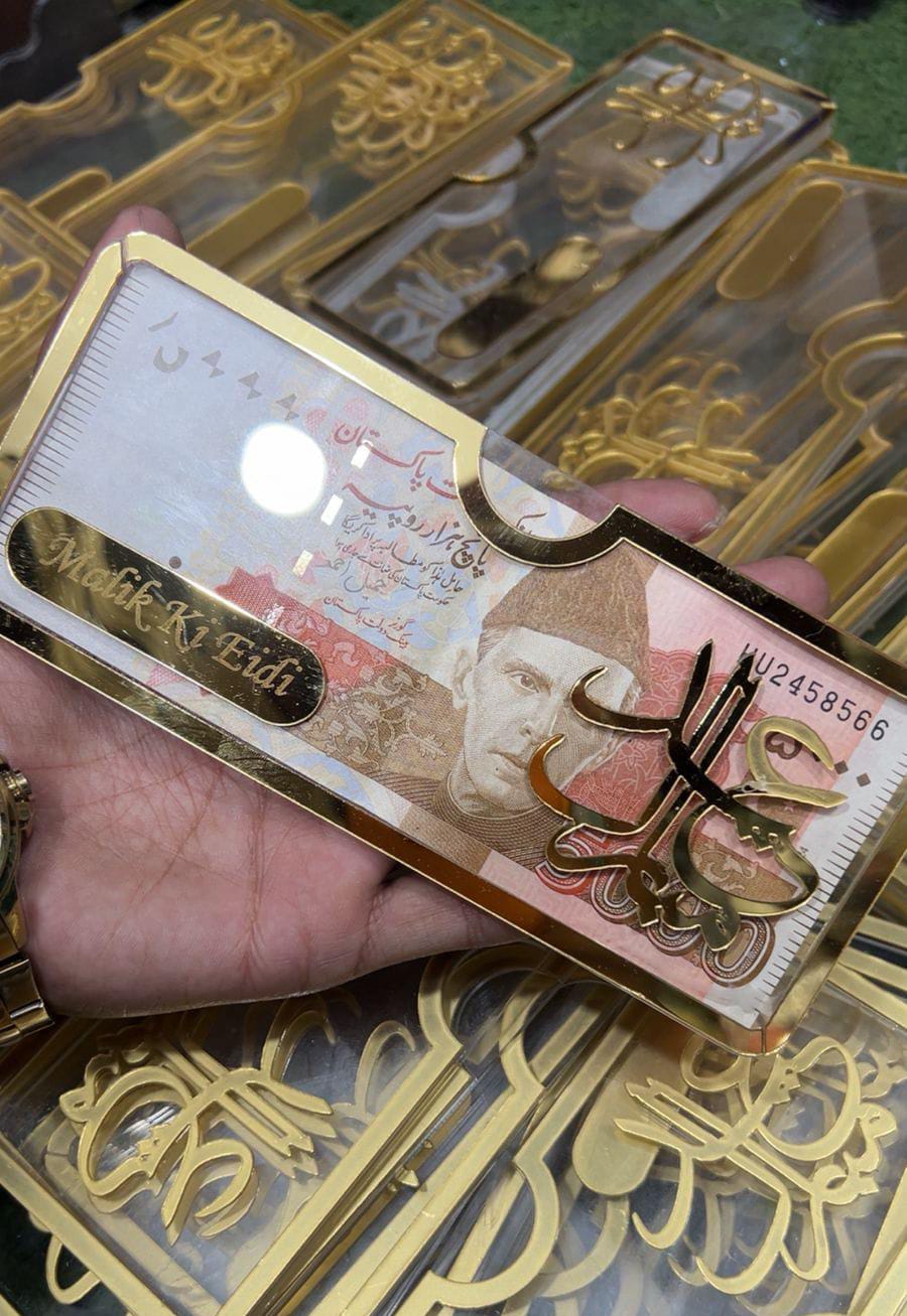 1 Pc Golden Embellished Money Envelopes for Weddings, Birthdays, and Eidi Celebrations