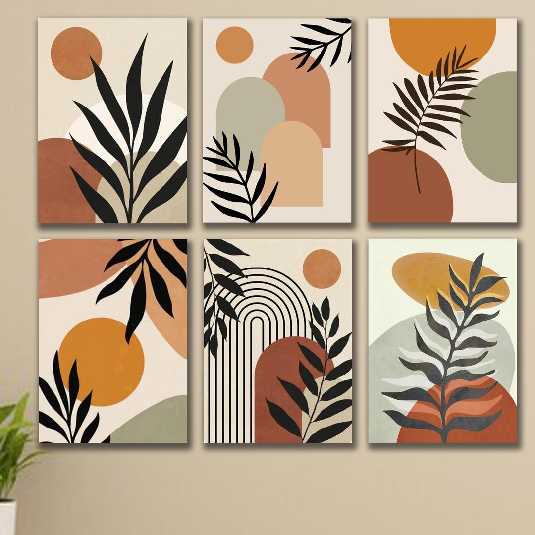 Luxury Abstract Wall Decor Set – 6 Piece Wooden Wall Frames